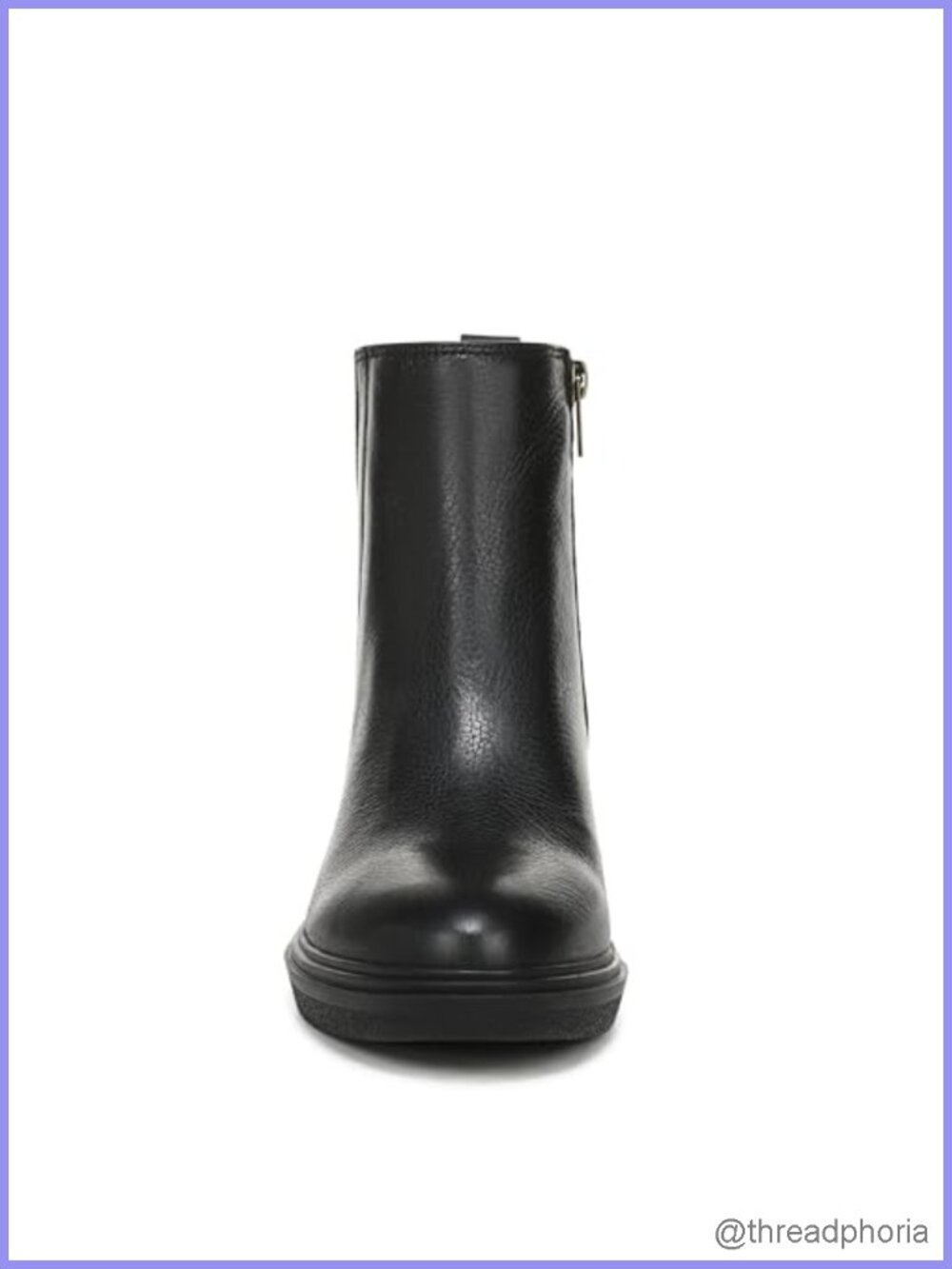 Water-Resistant Leather Ankle Bootie with Block Heel Pointed Toe - Picture 3 of 6